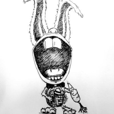 Hand-drawn and designed character: Easter bunny