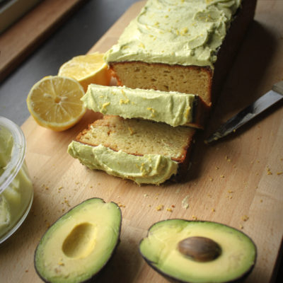 white chocolate avo-lemon cake